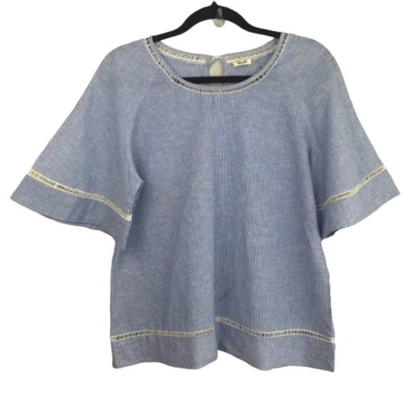 Sympli linen striped lightweight short sleeve blouse - Picture 2 of 8